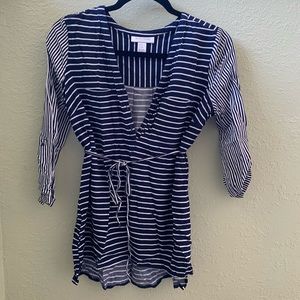 Navy‎ blue striped maternity blouse